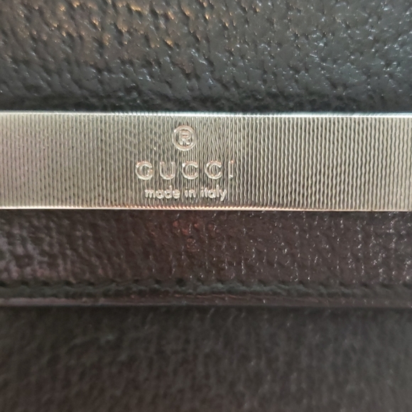 Gucci ⚫ leather wallet w silver plate - Picture 2 of 8
